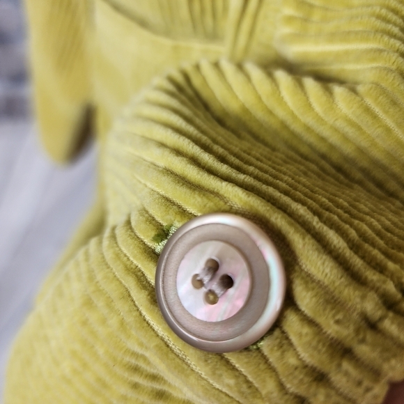 J Jill Wide Cord Button Front Shacket Citron Yellow Size Medium Boho Casual - Picture 9 of 11